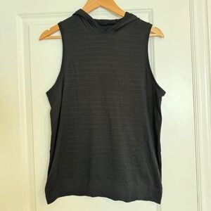 Hooded Lululemon black mesh tank top, size 4/6